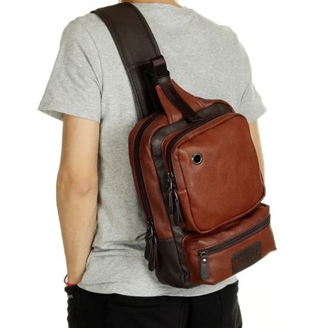 Fashion Design Men Chest Pack Single Shoulder Strap Back Bag Leather