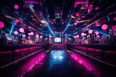 Interior Of A Night Club With Neon Lights 3d Rendering Interior Of A