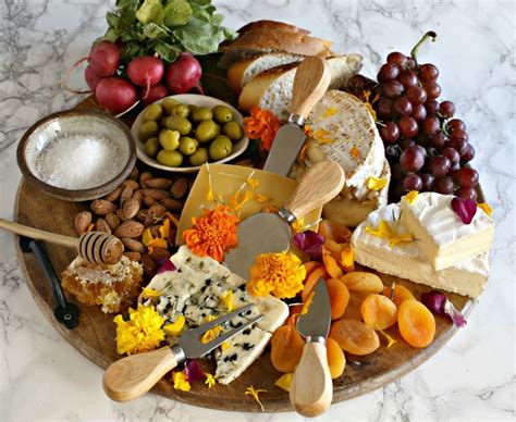 Hungry Couple French Inspired Cheese Board With Edible Flowers