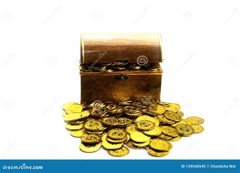 Gold Coin In Treasure Chest On White Background Stock Image Image Of