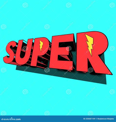 Text Logo Design Of The Word Super With Lightning Shapes And Super Hero