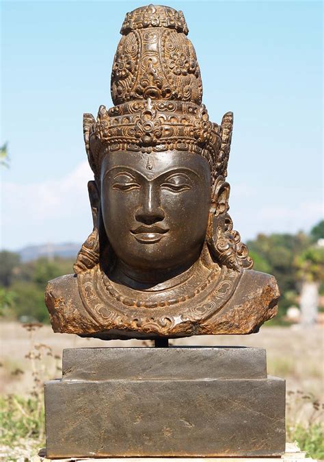Sold Stone Shiva Bust On Stand 36 85ls157 Hindu Gods And Buddha Statues