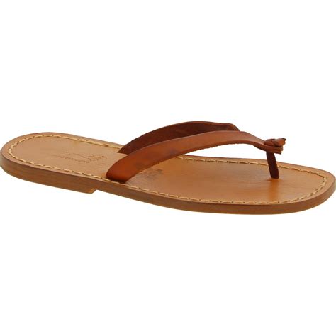 Tan Leather Thongs Sandals For Men Handmade The Leather Craftsmen