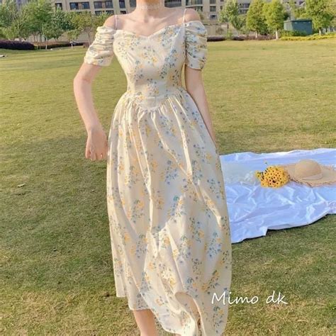 여름 꽃 드레스 여성 퍼프 슬리브 민소매 섹시한 시폰 파티 드레스 캐주얼 우아한 프랑스 스타일 Boho 드레스 여름 2020