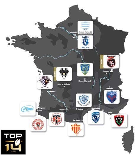 Compte officiel du championnat de france professionnel de rugby à xv #top14 bit.ly/3w1olsl. France map of rugby TOP 14 teams | #Rugby #TOP14 ...