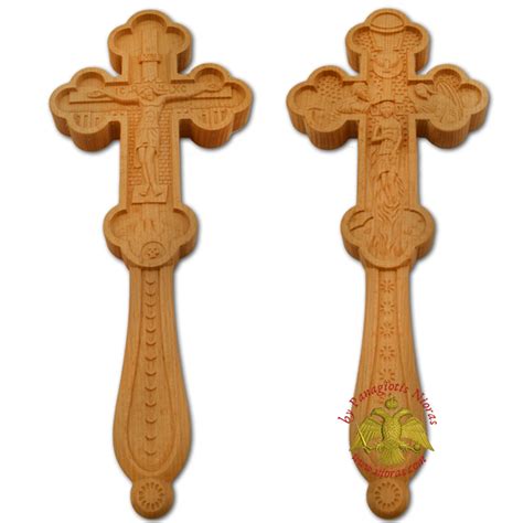 Blessing Orthodox Wood Carved Byzantine Hand Made Cross Double Sided