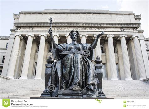 Alma Mater Statue In Front Of The Library Of Columbia University In