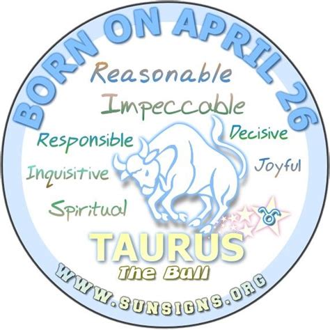 Star signs dates and symbols for each zodiac sign. IF YOU ARE BORN ON APRIL 26, you have an inquisitive ...