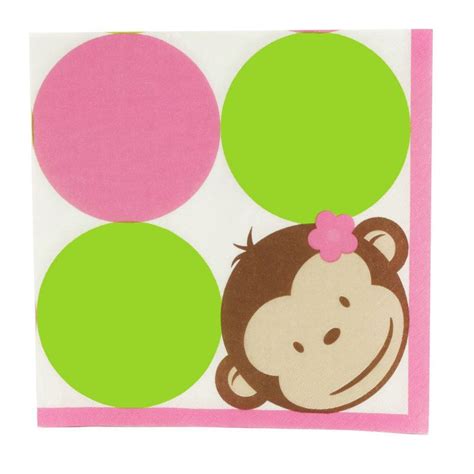 Pink Mod Monkey Lunch Napkins 16 Count Party Themes Party Supply