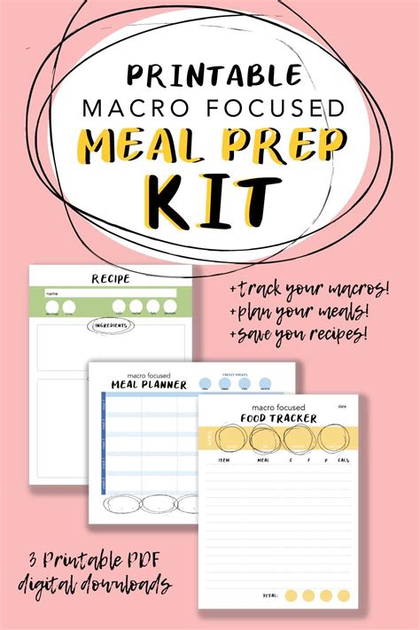 Meal Planner Kit Printable Macro Focused Meal Prep Kit Etsy Macro