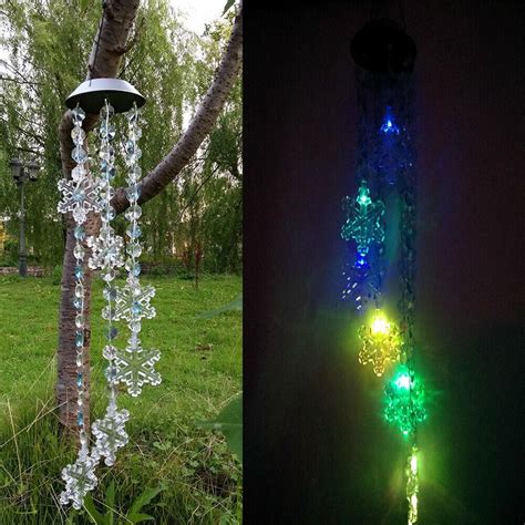 Imeshbean Led Wind Chime Color Changing Power Solar Yard Home Garden