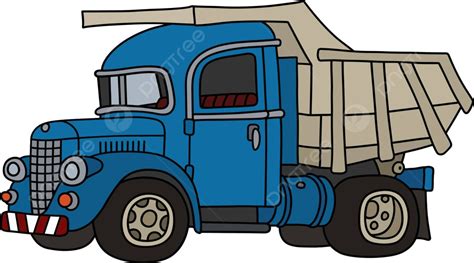 The Old Blue Dumper Truck Dumper Cartoon Transportation Vector Dumper