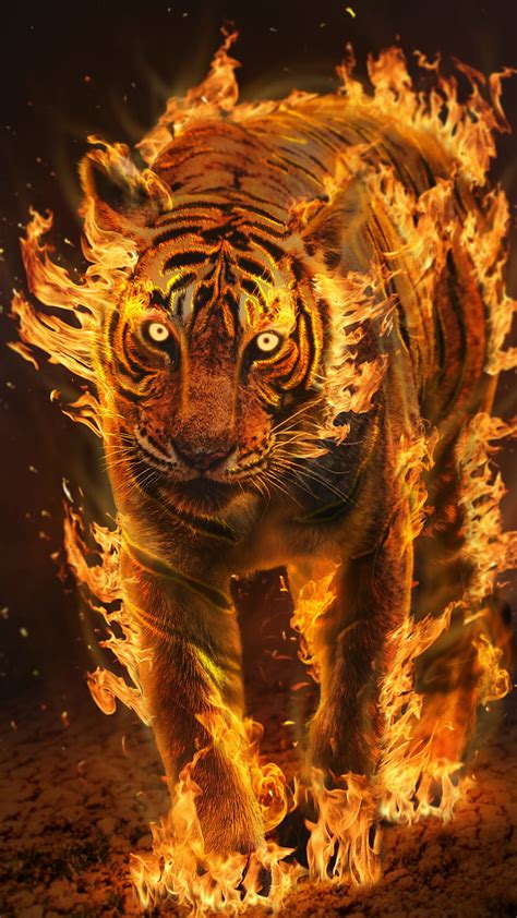 Fire Tiger Wallpaper Hd