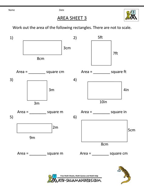 Area Worksheets 5th Grade