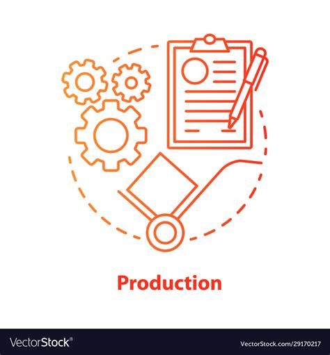 Production Red Concept Icon Manufacturing Process Vector Image