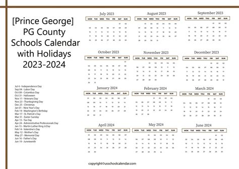 Prince George Pg County Schools Calendar Holidays 2023 2024