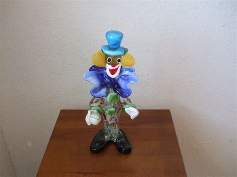 Vintage Murano Glass Clown With Blue By Colmenarcollectables