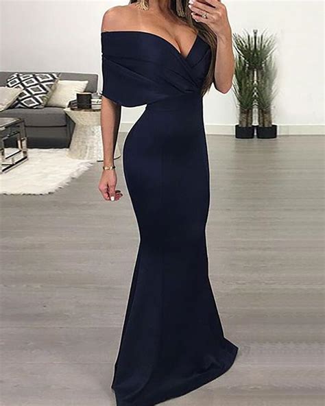 Off Shoulder V Neck Maxi Dress