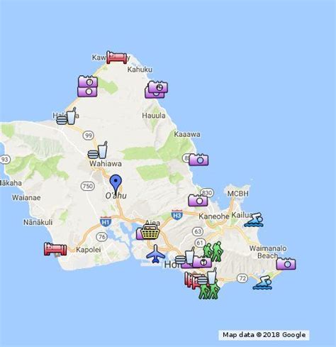 Oahu Map Showing Go Visit Hawaiis Coverage Of Hotels Activities And