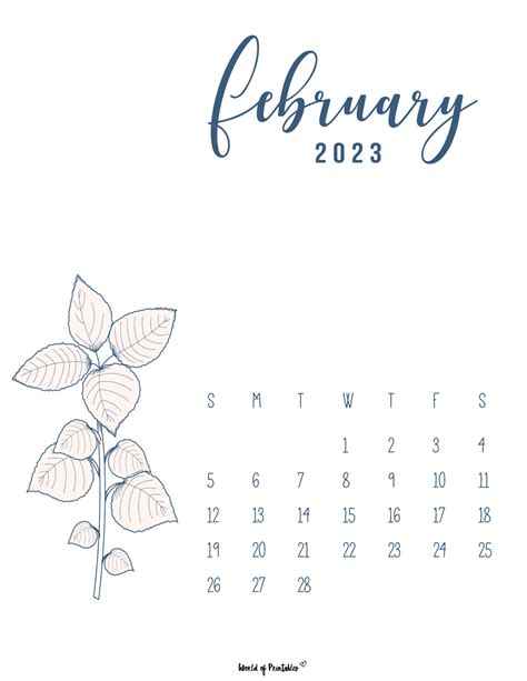 Free Printable February 2023 Calendars World Of Printables