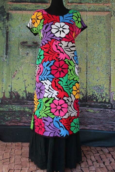 multi color hand embroidered huipil dress jalapa oaxaca mexico cowgirl style cowgirl style
