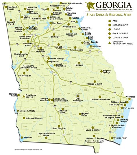 Georgia State Parks & Historic Sites Map | Georgia State Parks | Georgia state parks, Georgia ...