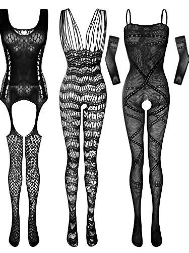 Pieces Womens Lace Stockings Lingerie Floral Fishnet Bodysuits