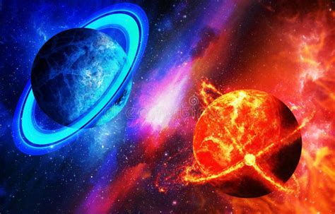 Cold And Hot Planet Opposition Of Planets Space With Planets Stock Illustration