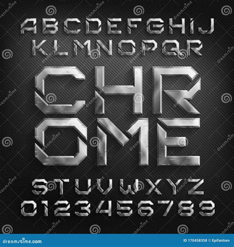 Beveled Chrome Alphabet Vector Font 63919034