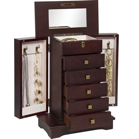 Bcp Handcrafted Wooden Jewelry Box Organizer Wood Armoire Cabinet Ebay