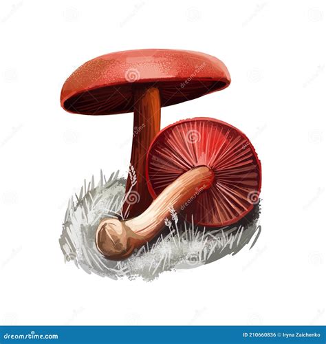 Cortinarius Sanguineus Or Blood Redcap Mushroom Closeup Digital Art