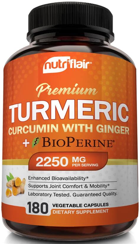 buy turmeric curcumin with ginger and bioperine black pepper supplement 2250mg 180 s anti