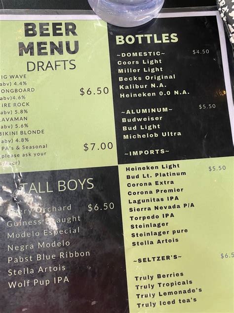 Menu at Hilo Town Tavern restaurant, Hilo