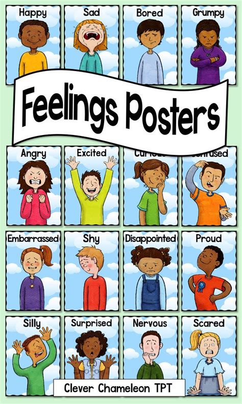 Feelings Posters And Chart Emotions Feelings Preschool Teaching