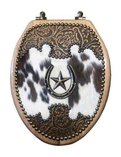 Very Western Design Cowhide Leather Horseshoe Star Oak