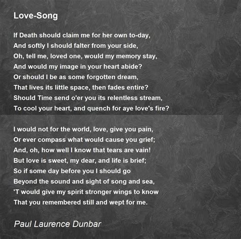 Love Song Poem By Paul Laurence Dunbar Poem Hunter