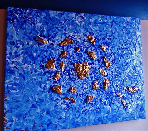 24k Gold Leaf 3d Original Abstract Acrylic Painting By Eugene