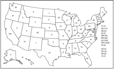 Blank Us Map With Numbers Numbered United States Of America Map