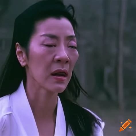 Michelle Yeoh In Martial Arts Movie Scene With Bruised Expression On Craiyon