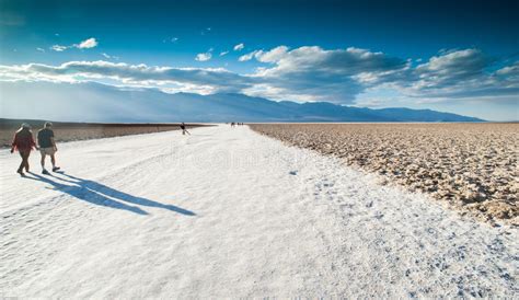 Death Valley Salt Flats Walking Stock Photography Image