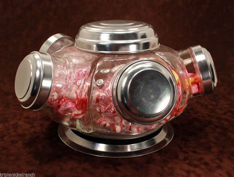 Check spelling or type a new query. Glass Revolving Candy Cookie Jar Set Rotating Vintage ...
