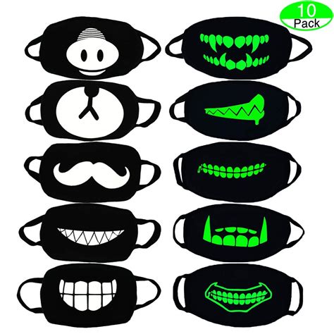 Mouth Mask Molyhua 10 Packs Revel Cool Luminous Teens Face Mask Cute