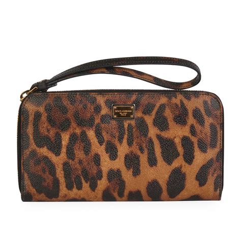 Dolce And Gabbana Leather Wristlet Animal Print Luxity