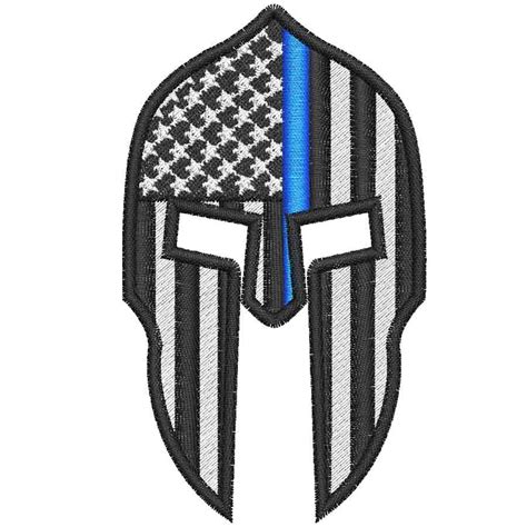 Thin Blue Line Spartan Warrior Helmet Embroidstock