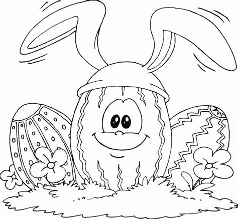 easter egg wearing bunny ears coloring page coloringcom