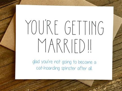 Funny Engagement Card Funny Wedding Card Engagement Card Spinster Engagement Humor