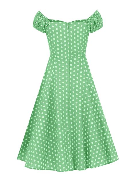 Collectif Vintage Polka Dot Dolores Doll Dress Pink Green Blue Sz 8 22