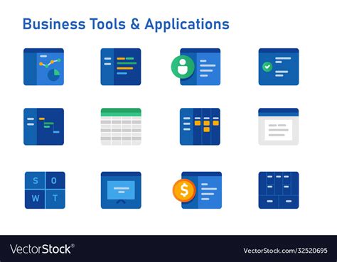 Business Tools And Software Applications Icon Set Vector Image