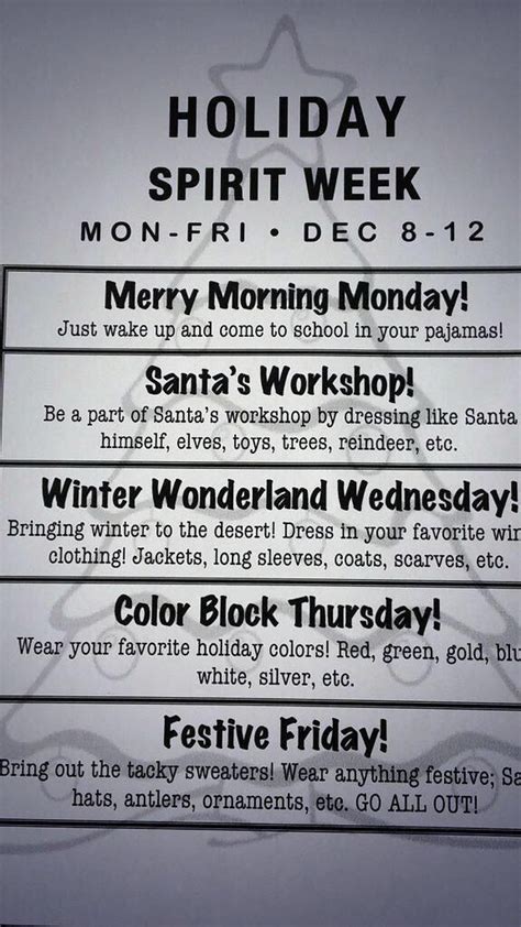 Seuss week stresses you out, check out these ideas for wacky. Holiday Spirit Week | School spirit week, School spirit ...