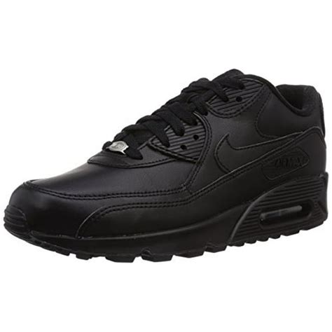 Nike Nike Mens Air Max 90 Leather Running Shoes Blackblack 302519